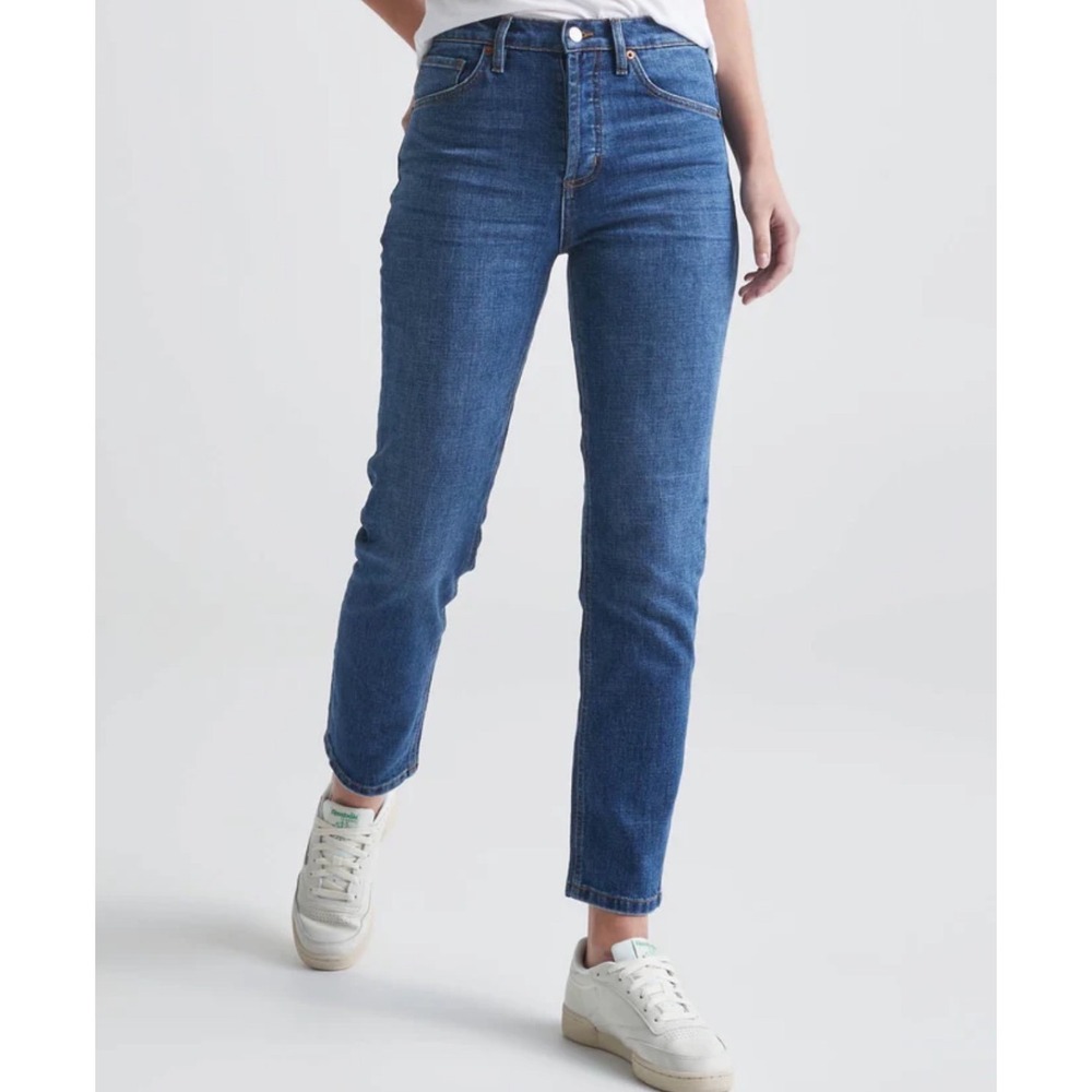 DUER Womens Jean 27x29 Midweight Performance Denim High Rise Straight Blue